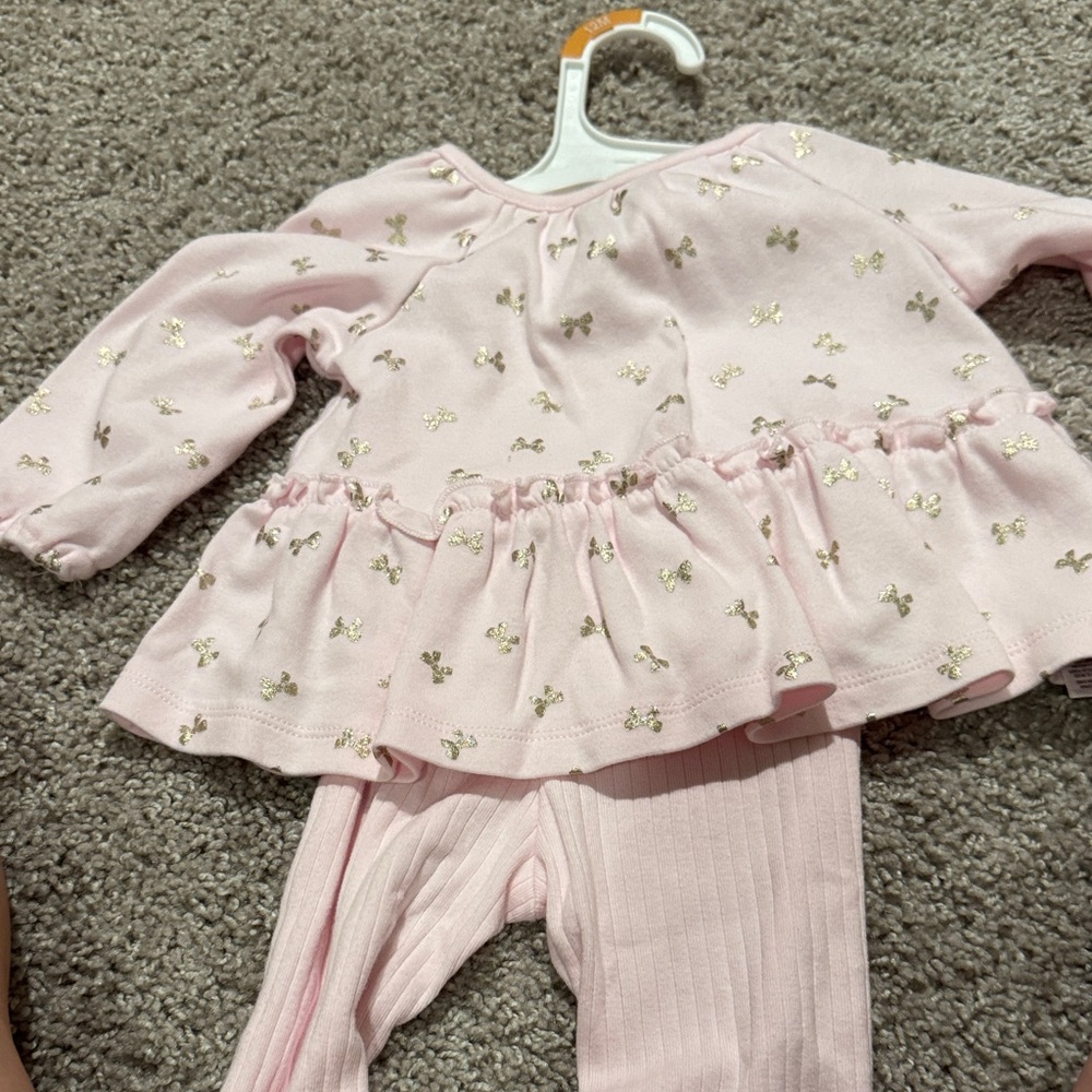 Little Me Pink Pajama Set with Gold Details